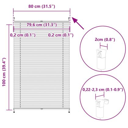 Плисирана щора 80 х 100 см, бяла