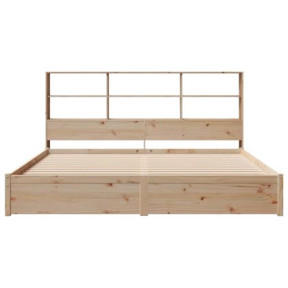 Легло с етажерка за книги, без матрак, 180x200 см, бор масив