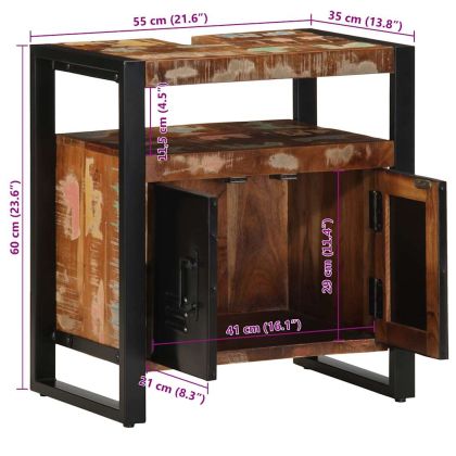 Шкаф за мивка в банята Масивна дървесина Възстановена