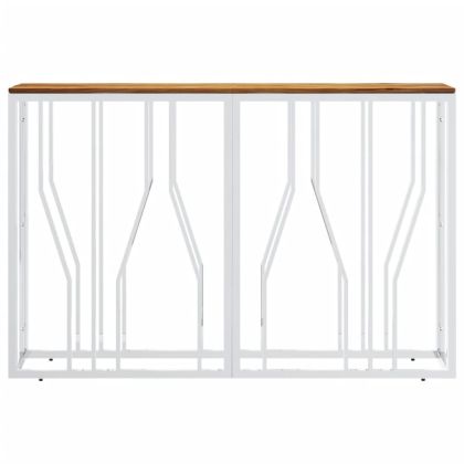 Конзолна маса, сребриста, неръждаема стомана и дърво масив