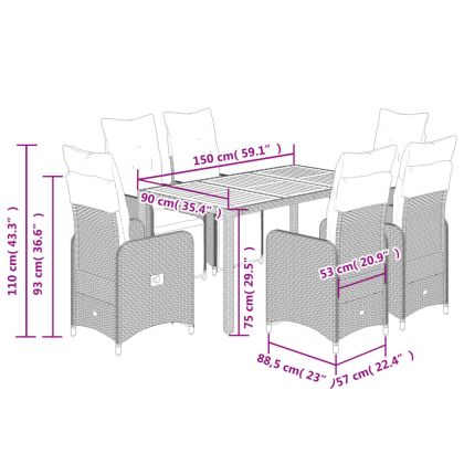 Градински бистро комплект с възглавници 5 части черен полиратан