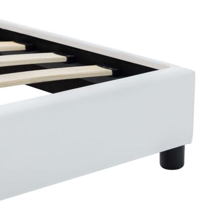 Рамка за легло, бяла, изкуствена кожа, 140x200 cм