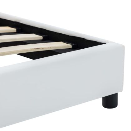 Рамка за легло, бяла, изкуствена кожа, 100x200 cм