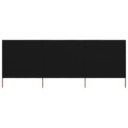 Параван против вятър от 3 панела, текстил, 400x160 см, черен