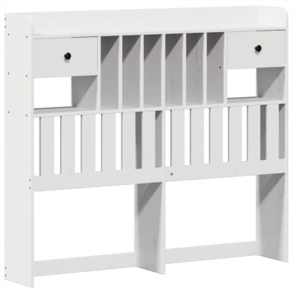 Рамка за легло без матрак, бял, 135x190 см, бор масив