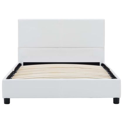 Рамка за легло, бяла, изкуствена кожа, 90x200 cм