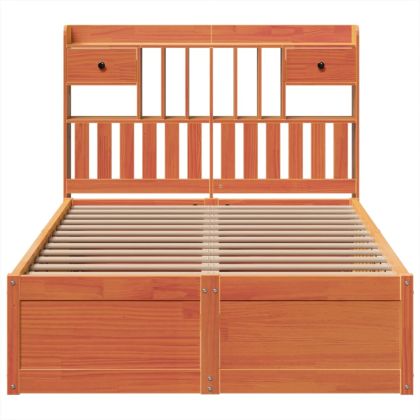 Рамка за легло без матрак, восъчнокафяво, 135x190 см, бор масив