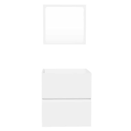 Шкаф за баня с огледало, бял, инженерно дърво