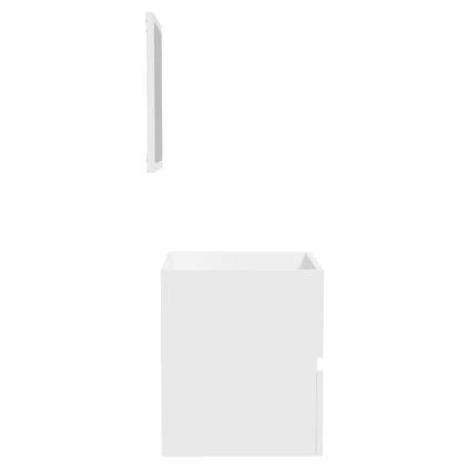 Шкаф за баня с огледало, бял, инженерно дърво