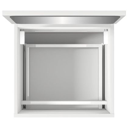 Шкаф за баня с огледало, бял, инженерно дърво