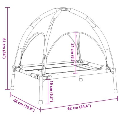 Кучешко легло със сенник, антрацит, Оксфорд плат и стомана