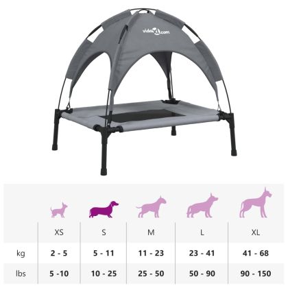 Кучешко легло със сенник, антрацит, Оксфорд плат и стомана