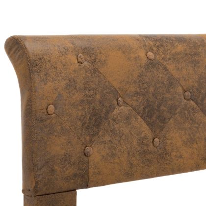 Рамка за легло, кафява, изкуствен велур, 140x200 см