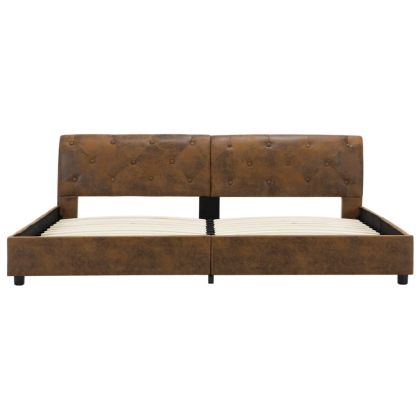 Рамка за легло, кафява, изкуствен велур, 180x200 см