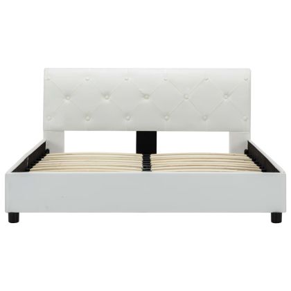 Рамка за легло, бяла, изкуствена кожа, 140x200 cм