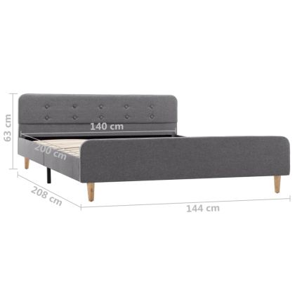 Рамка за легло, светлосива, текстил, 140x200 см