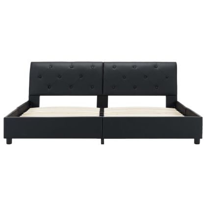 Рамка за легло, черна, изкуствена кожа, 160x200 cм