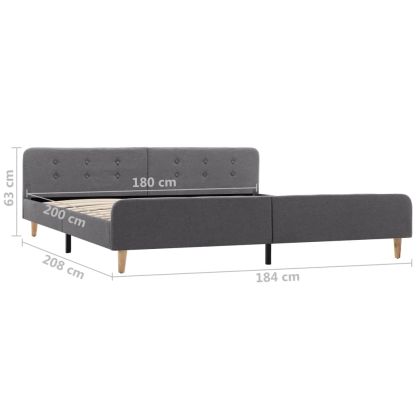 Рамка за легло, светлосива, текстил, 180x200 см