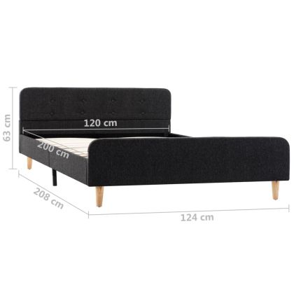 Рамка за легло, тъмносива, конопен плат, 120x200 см