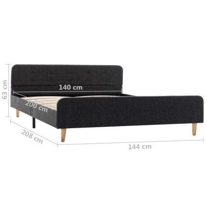 Рамка за легло, тъмносива, конопен плат, 140x200 см