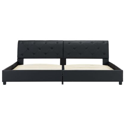 Рамка за легло, черна, изкуствена кожа, 180x200 cм