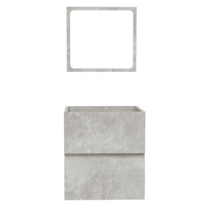 Шкаф за баня с огледало, бетонно сиво, инженерно дърво