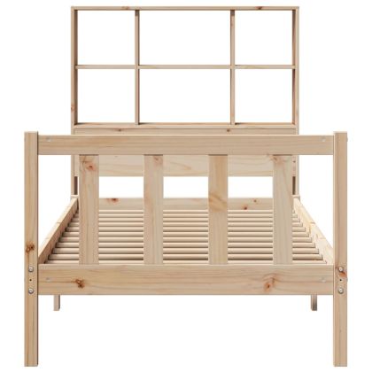 Легло с рафтове за книги, без матрак, 90x200 см, бор масив