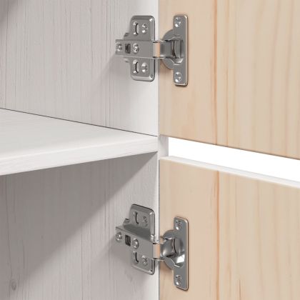 Висок шкаф, бял, 34x40x108,5 см, борово дърво масив