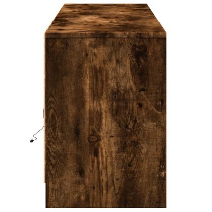 ТВ шкаф с LED, опушен дъб, 180x34x50 см, инженерно дърво