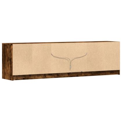 ТВ шкаф с LED, опушен дъб, 180x34x50 см, инженерно дърво