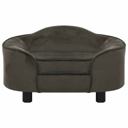 Кучешки диван, тъмносив, 67x47x36 см, плюш