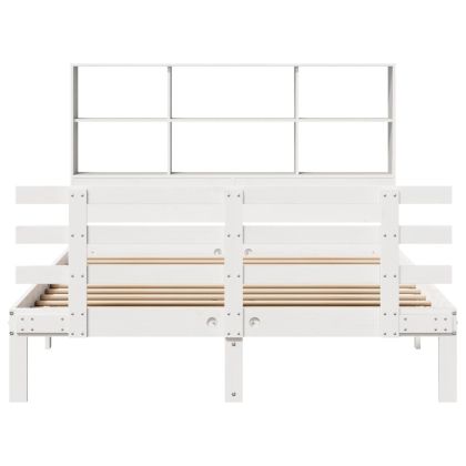 Легло с етажерка за книги, без матрак, 120x190 см, бор масив