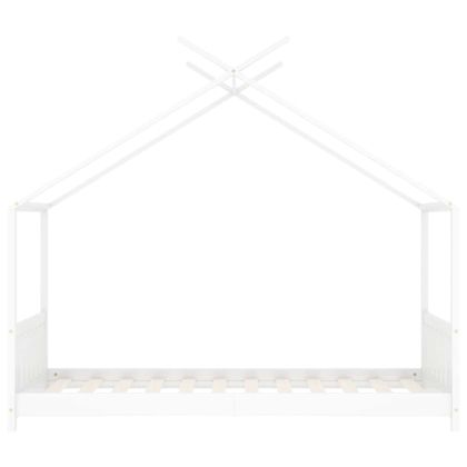 Рамка за детско легло, бяла, бор масив, 80x160 см