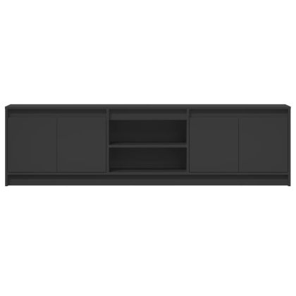 ТВ шкаф с LED, черен, 180x34x50 см, инженерно дърво