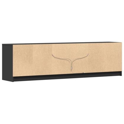 ТВ шкаф с LED, черен, 180x34x50 см, инженерно дърво