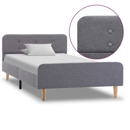 Рамка за легло, светлосива, текстил, 90x200 см