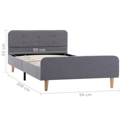 Рамка за легло, светлосива, текстил, 90x200 см