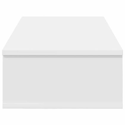 Стенен рафт с чекмеджета, бял, 80x34x17 см, инженерно дърво