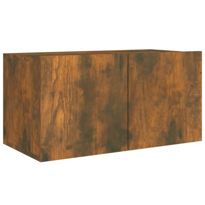 Комплект ТВ шкафове от 4 части, опушен дъб, инженерно дърво