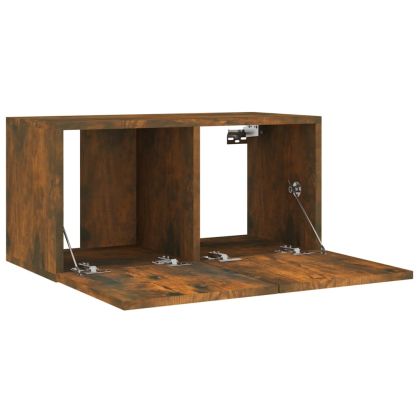 Комплект ТВ шкафове от 4 части, опушен дъб, инженерно дърво