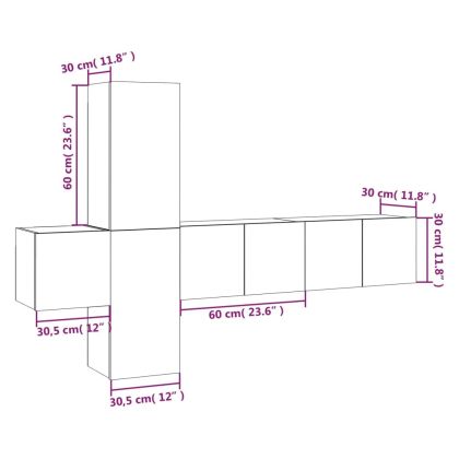 Комплект ТВ шкафове от 5 части, опушен дъб, инженерно дърво