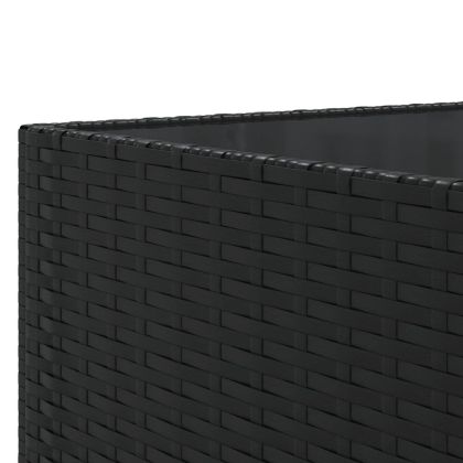 Градински лаундж комплект с възглавници 7 части черен полиратан