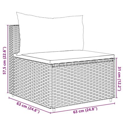 Градински лаундж комплект с възглавници 7 части черен полиратан
