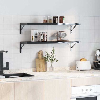 Скоби за рафт 4 бр 30x2,5x15,5 см черен неръждаема стомана