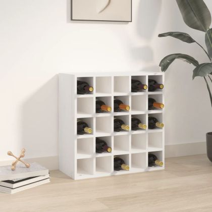 Шкаф за вино, бял, 56x25x56 см, масивна дървесина, бор