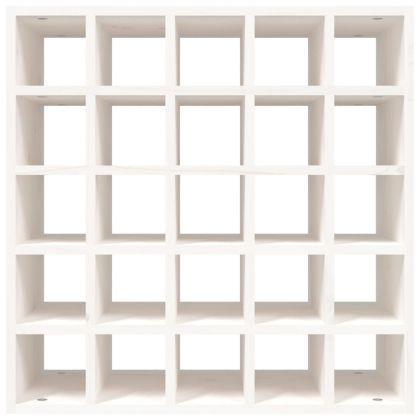 Шкаф за вино, бял, 56x25x56 см, масивна дървесина, бор