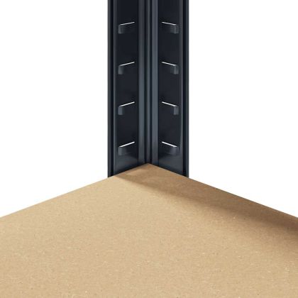 Ъглов стелаж с 5 рафта, антрацит, стомана и инженерно дърво