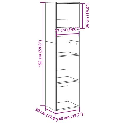 Библиотека, дъб артизан, 40x30x152 см, инженерно дърво