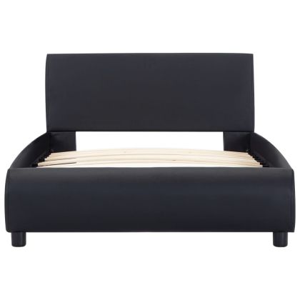 Рамка за легло с LED, черна, изкуствена кожа, 90x200 cм
