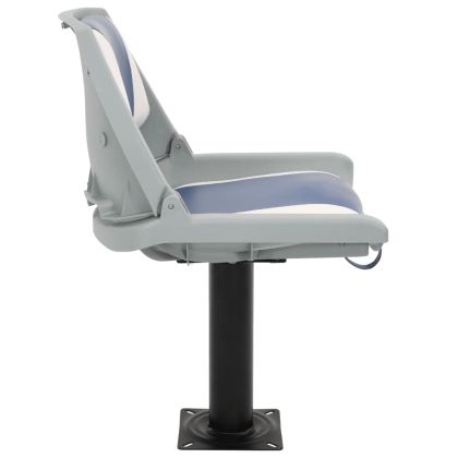 Сгъваема седалка за лодка от 2 части синьо и бяло 48x51x41 см